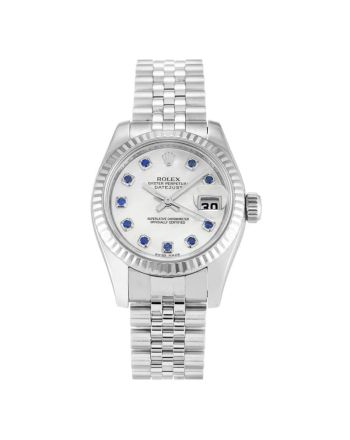 Rolex Datejust Pearl-White & Sapphire Dial 179174 Lady 26MM